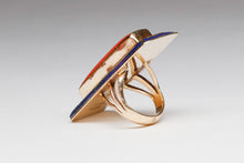 14K Gold Coral and Lapis Ring by Andrew Alvarez