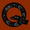 Quintana Galleries northwest coast art logo design by Shaun Peterson depicting our iconic Q as Raven