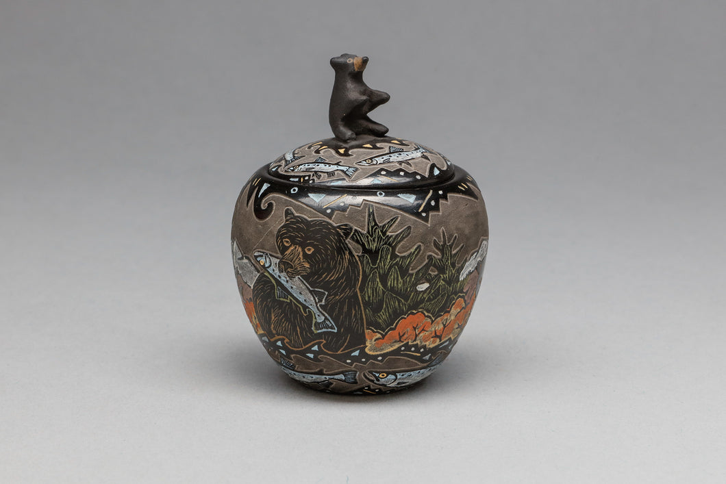 Lidded Pottery Jar by Jennifer & Mike Moquino, Santa Clara and Zia Pueblos