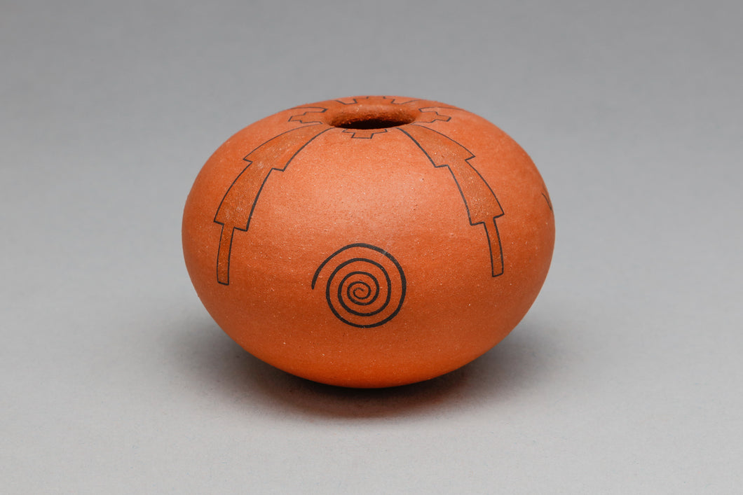 Red Pot with Geometric Designs by Pam Lujan Hauer, Taos Pueblo
