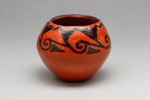 Red Pot with Geometric Designs