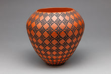 Red Pot with Geometric Floral Design by Kevin Trancosa, San Felipe Pueblo