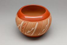 Red Pot with Tan and Creme Design by Alvin Curran, San Juan Pueblo