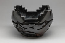 Blackware Bowl with Stair Step Rim by Reycita Cosen, Santa Clara Pueblo
