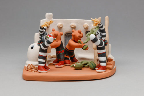 Koshare and Mudhead Scene by Tony Dallas, Hopi Pueblo