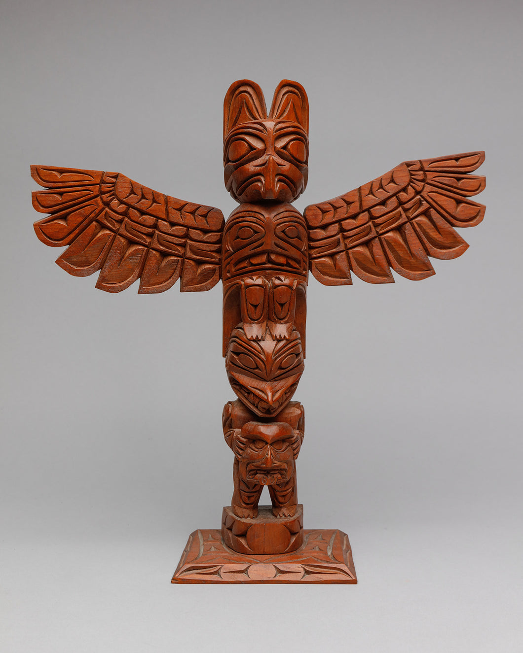 Model Pole of Thunderbird, Bear Holding Mask by Rick Williams, Nuu-chah-nulth