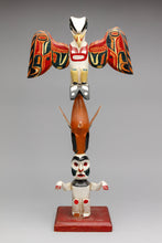 Vintage Model Totem Pole of Eagle, Orca, & Dzonokwa by Chief Jim King, Kwakwaka'wakw