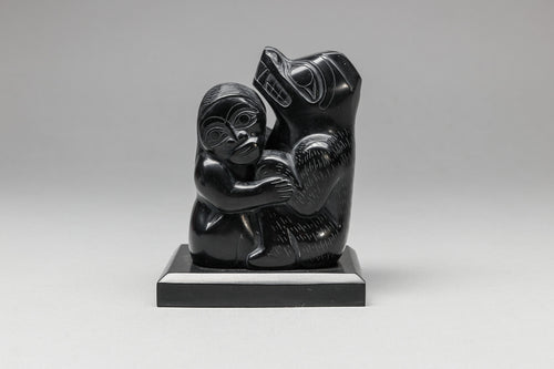 Argillite Carving depicting Bear Mother by Greg White Lightbown, Haida First Nation