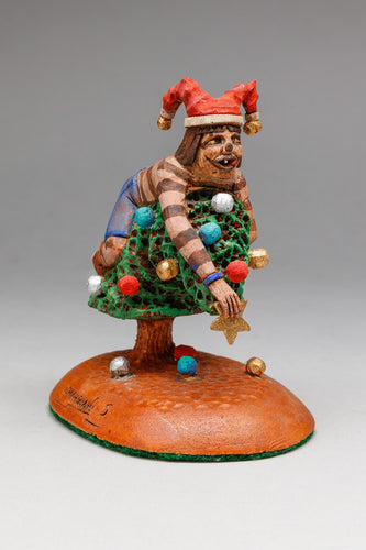 Koshare Climbing Christmas Tree by Alfred Lomahquahu, Hopi