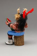 Miniature Seated Koshare with Watermelon by Fletcher Healing, Hopi