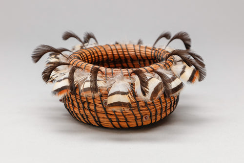 Basket with Feather Rim, Pomo Style Basketry