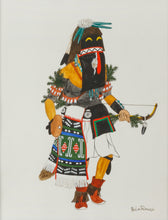 Original Painting depicting a Warrior Kachina by Paul Talawepi, Hopi