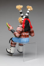 Seated Koshare Clown Kachina with Watermelon by Fletcher Healing, Hopi