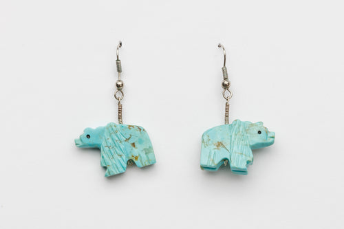 Fetish Bear Earrings, Zuni