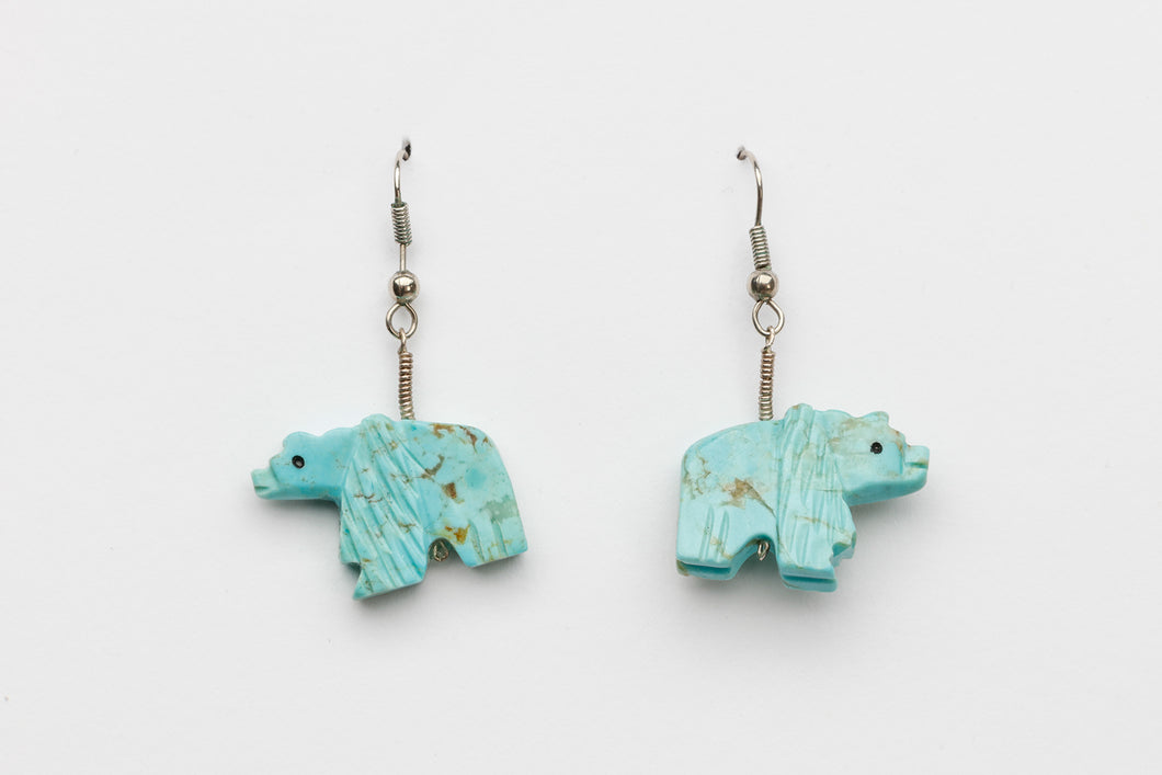 Fetish Bear Earrings, Zuni