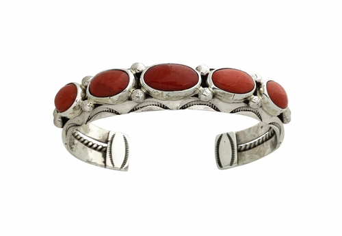 Mediterranean Coral Row Bracelet by Joelias Draper, Navajo