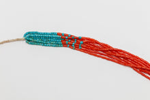 7 Strands Mediterranean Coral Bead Necklace c. 1980, Navajo