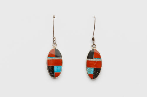 Multi Inlay Dangle Earrings by Melvin Francis