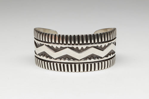 Heavy Hand Stamped Bracelet with Lightning Bolt Design by Elvira Bill