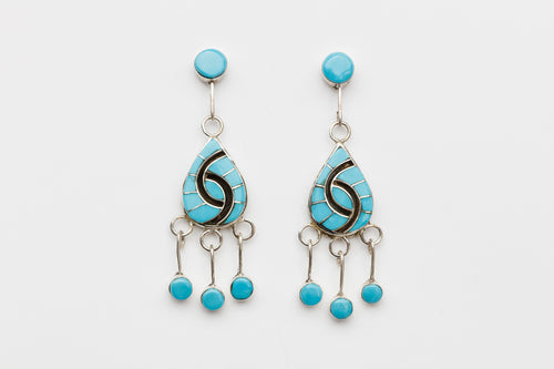 Turquoise Inlay Dangle Earrings by Amy Quandelacy