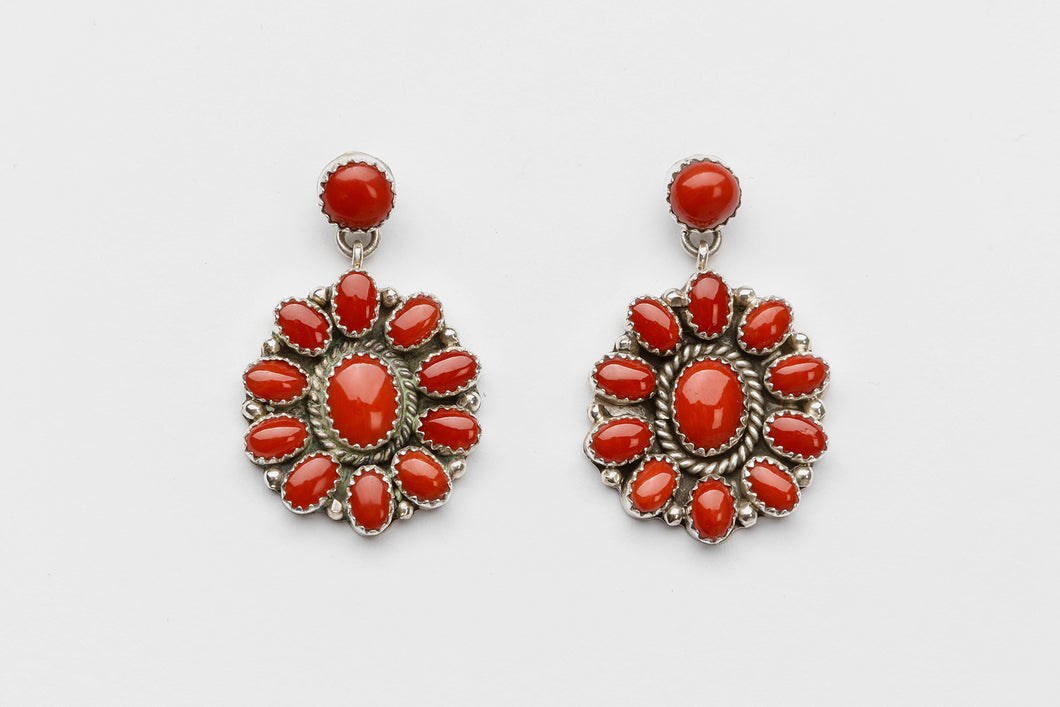 Mediterranean Coral Cluster Dangle Earrings by Scotty Skeets