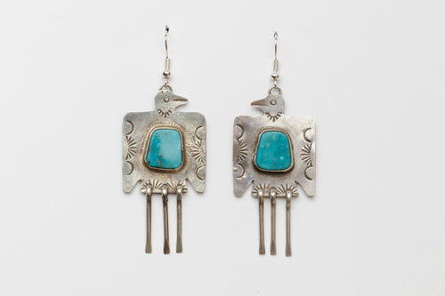 Vintage Style Thunderbird Dangle Earrings by Fred Begay