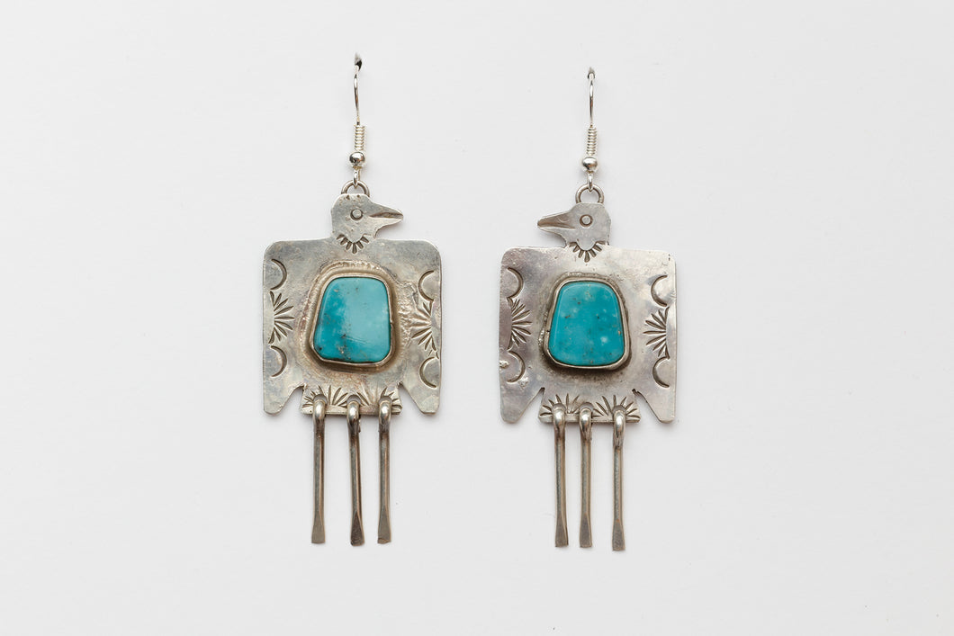 Vintage Style Thunderbird Dangle Earrings by Fred Begay