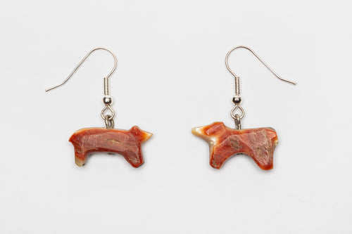 Vintage Fetish Bear Earrings, Zuni Pueblo