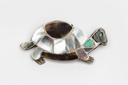 Vintage Zuni Turtle Pin, c. 1970