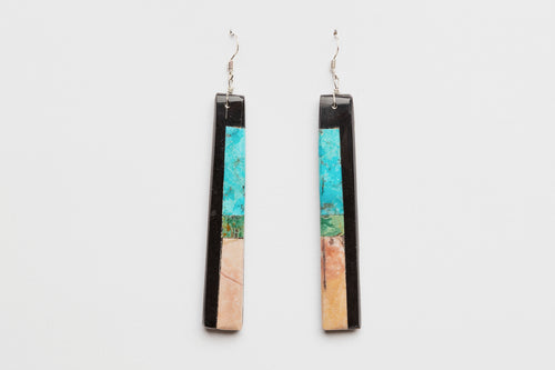 Long Mosaic Slab Earrings, Kewa (Santo Domingo)
