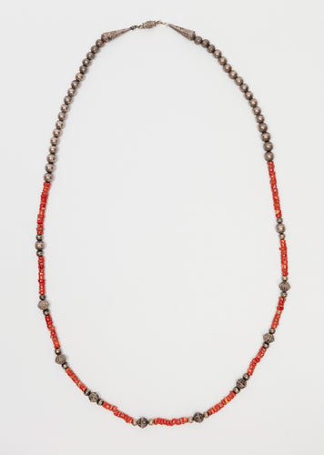 Vintage Navajo Coral Bead Necklace, c. 1950