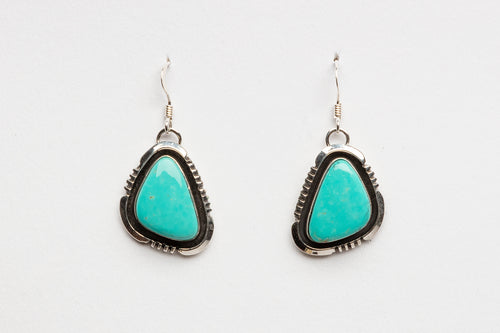 Tyrone Turquoise Drop Earrings by Will Denetdale, Navajo