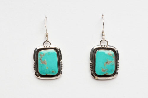 Tyrone Turquoise Drop Earrings by Will Denetdale, Navajo