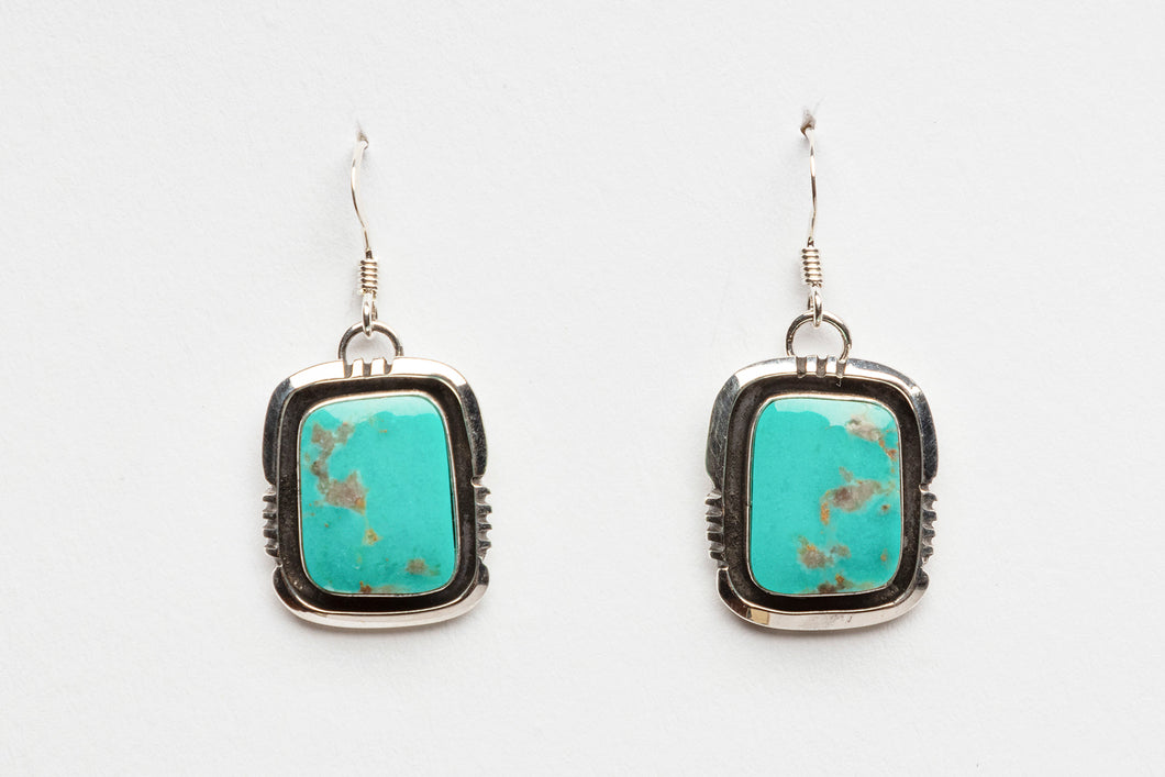 Tyrone Turquoise Drop Earrings by Will Denetdale, Navajo
