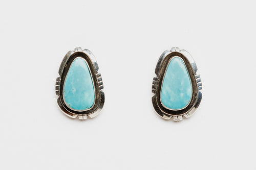 Sleeping Beauty Turquoise Earrings by Will Denetdale, Navajo