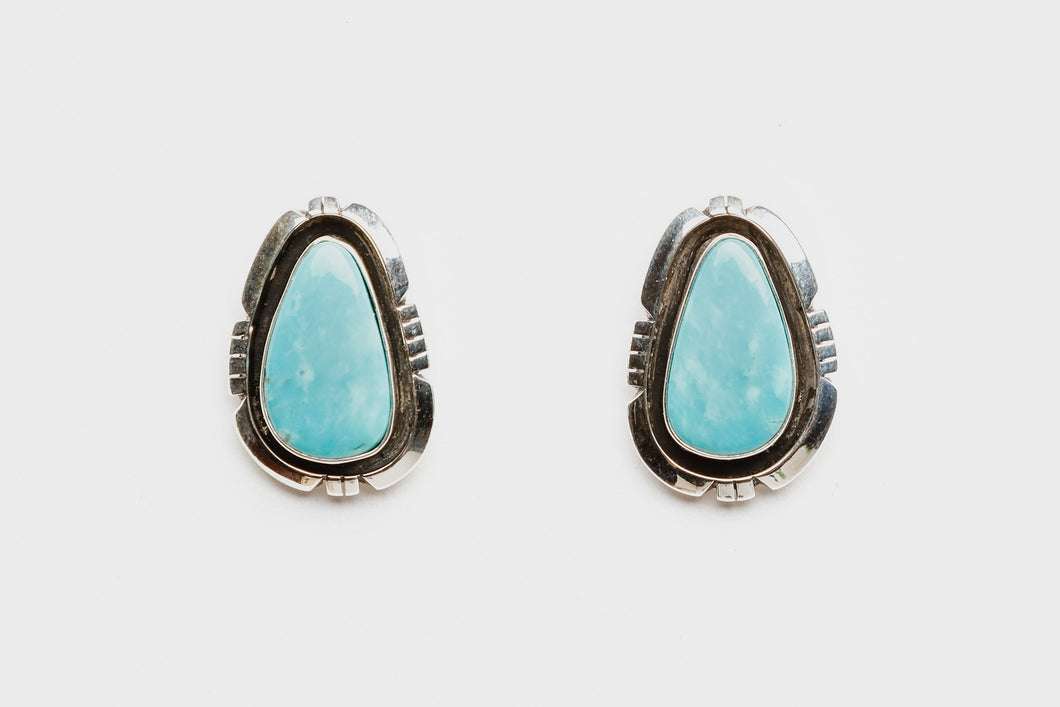 Sleeping Beauty Turquoise Earrings by Will Denetdale, Navajo