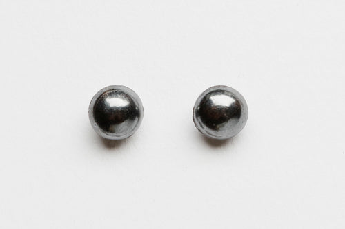 Oxidized Silver Ball Post Earrings, Navajo