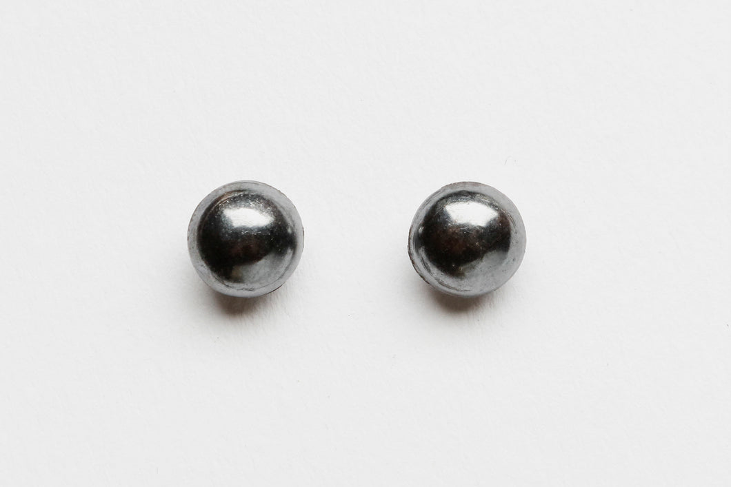 Oxidized Silver Ball Post Earrings, Navajo