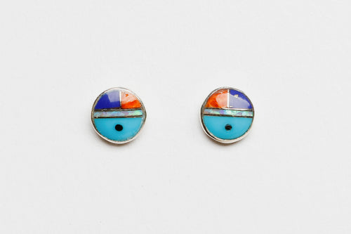 Sun Face Post Earrings, Zuni