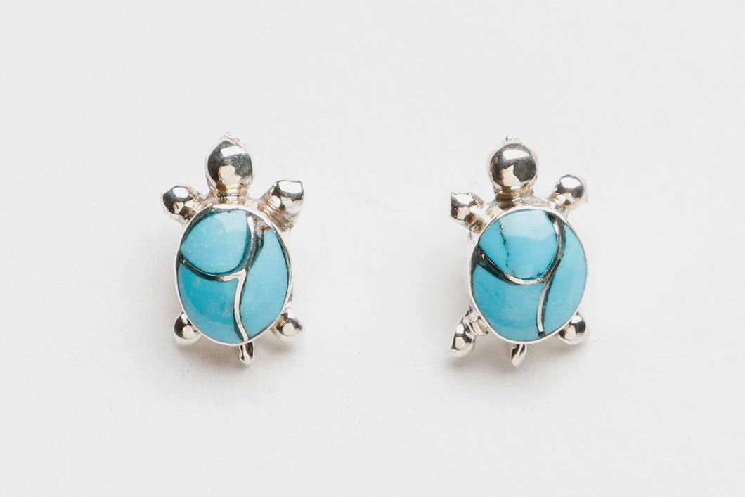 Turtle Post Earrings, Zuni