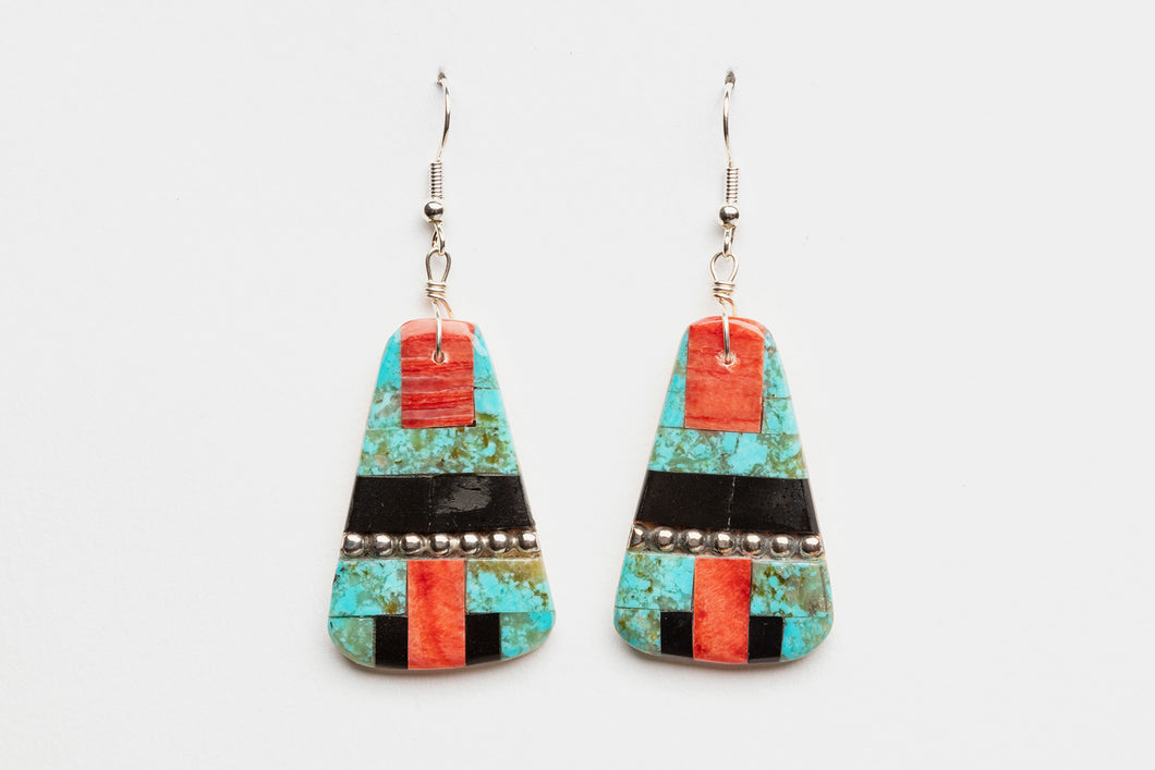Mosaic Slab Earrings, Santo Domingo Pueblo
