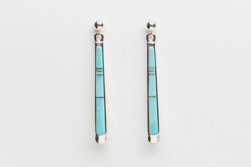 Inlay Turquoise Earrings, Zuni