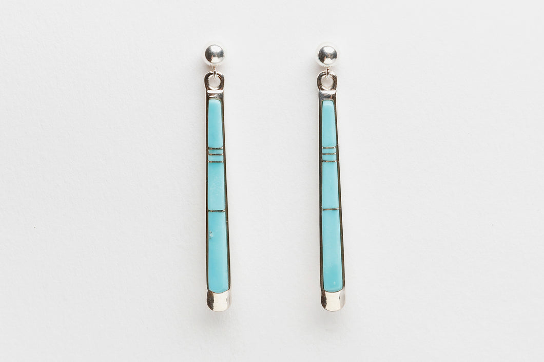 Inlay Turquoise Earrings, Zuni