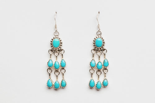 Petit Point Turquoise Earrings, Zuni