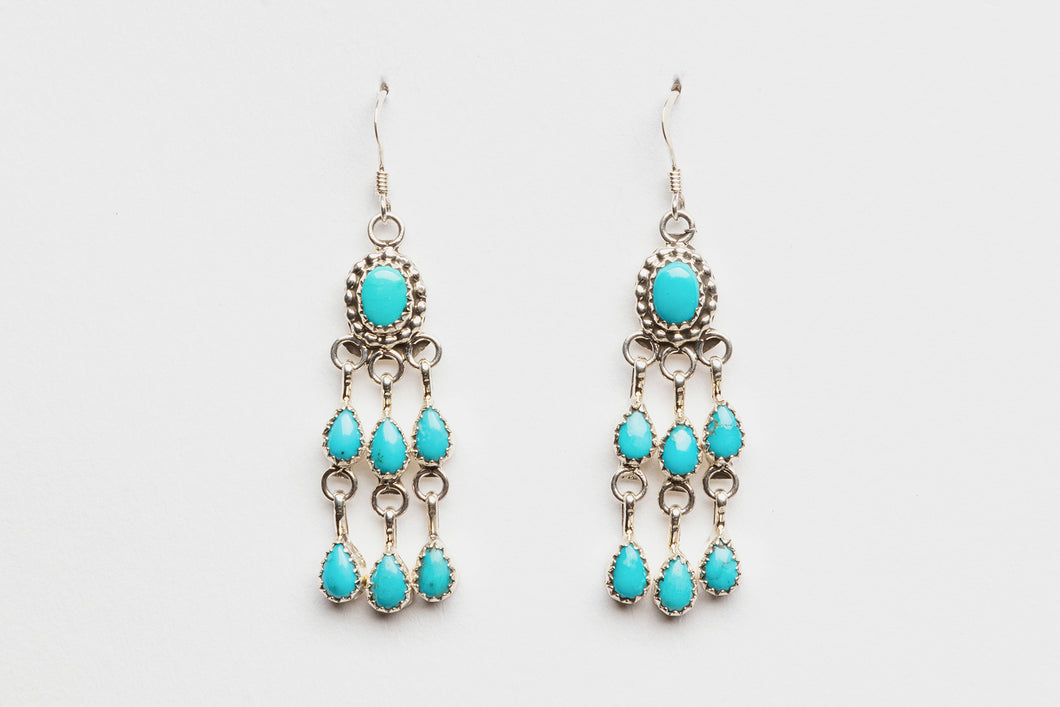 Petit Point Turquoise Earrings, Zuni