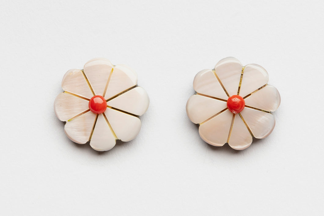 Shell Flower Earrings by Chris Nieto, Santo Domingo Pueblo