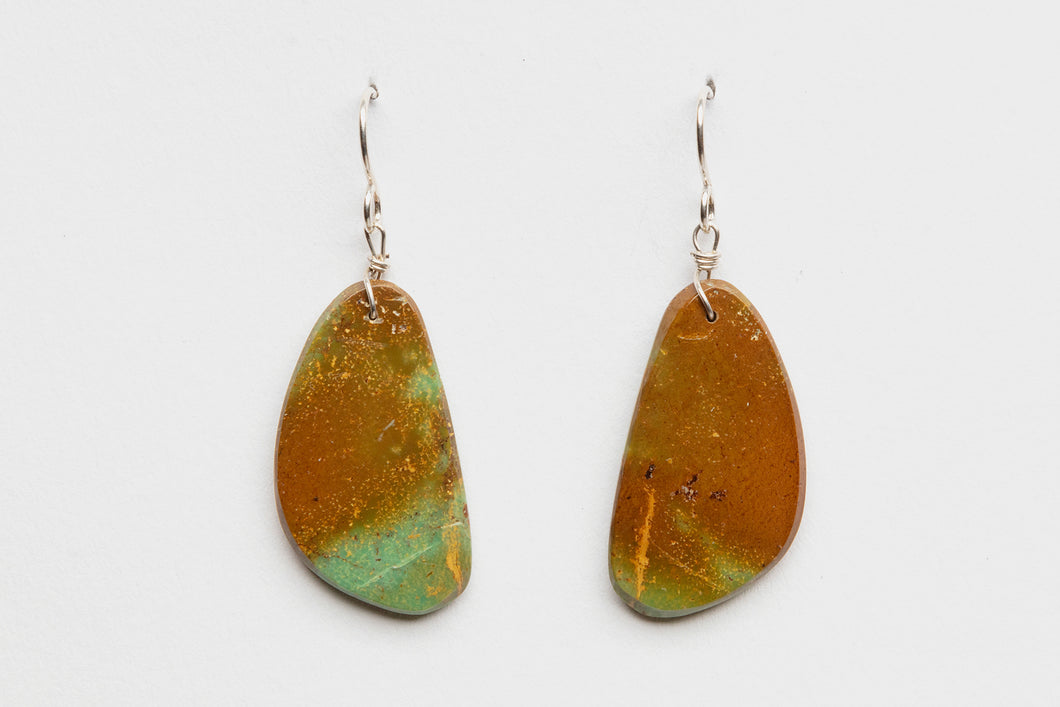 Turquoise Slab Earrings, Navajo