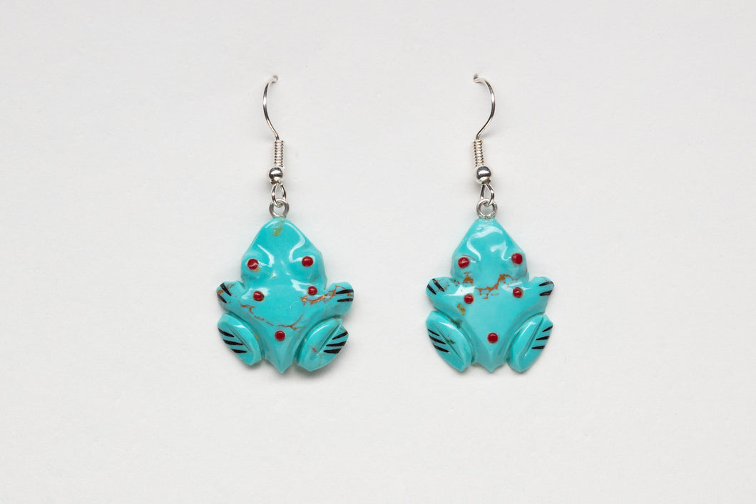Frog Fetish Earrings by Andrew Quam, Zuni