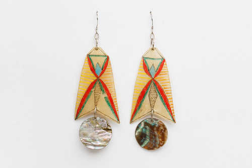 Parflech Design Earrings by Roz LaPier, Blackfoot Nation