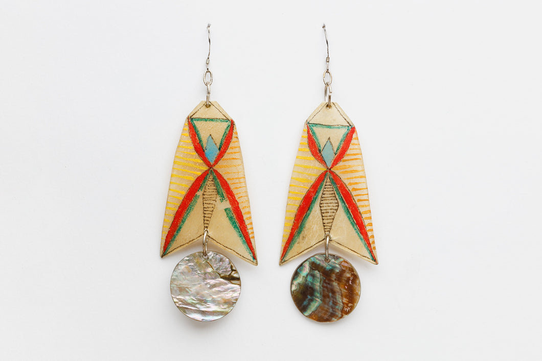Parflech Design Earrings by Roz LaPier, Blackfoot Nation